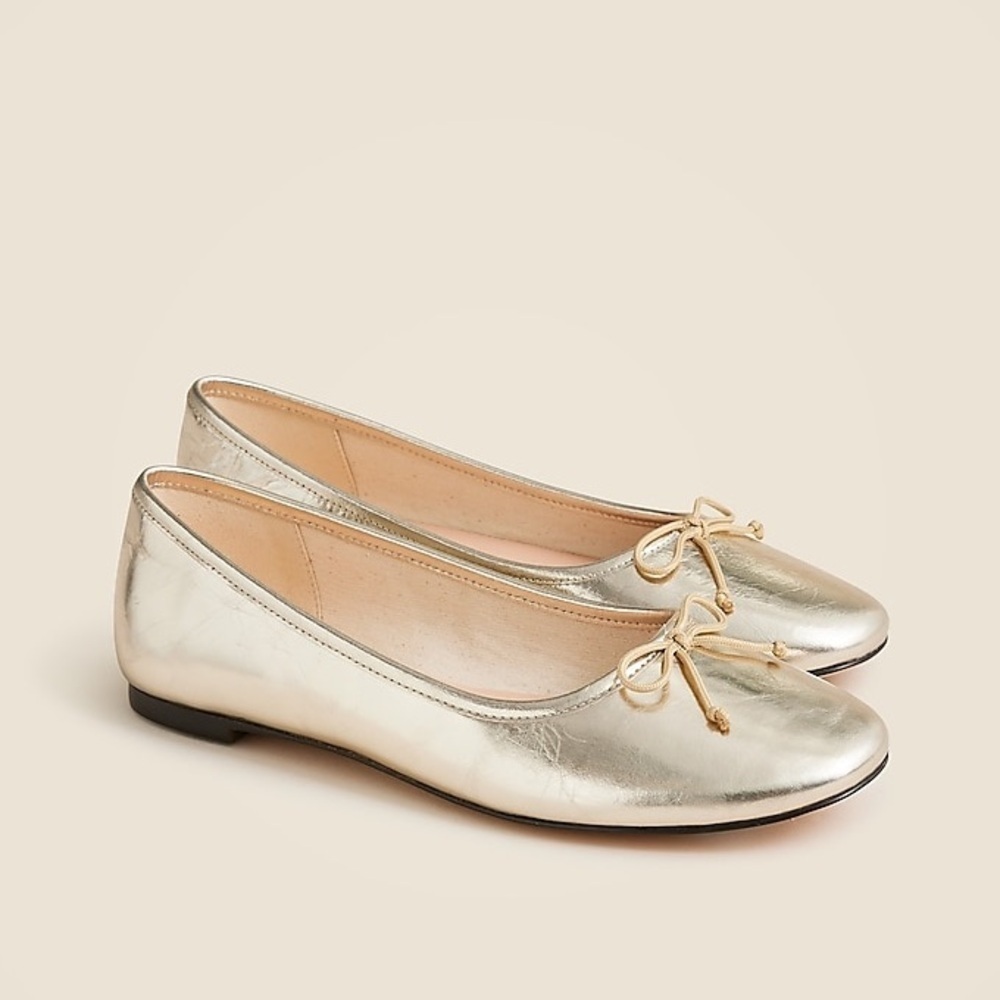 J Crew Andi ballet flats in metallic leather CH266